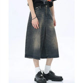 Womens Shorts Retro Large Size Denim Shorts Unisex Style Wide Leg Capris Vintage Street Summer High Waist Loose Short Jeans 5XL